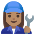 👩🏽‍🔧 woman mechanic: medium skin tone display on Google